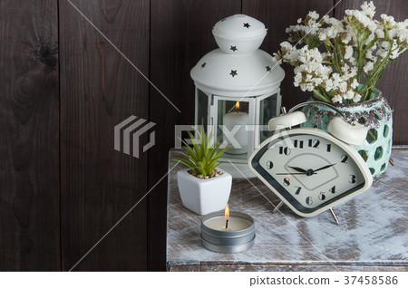 Bedroom decor on wooden background Bedroom decor on wooden background 37458586