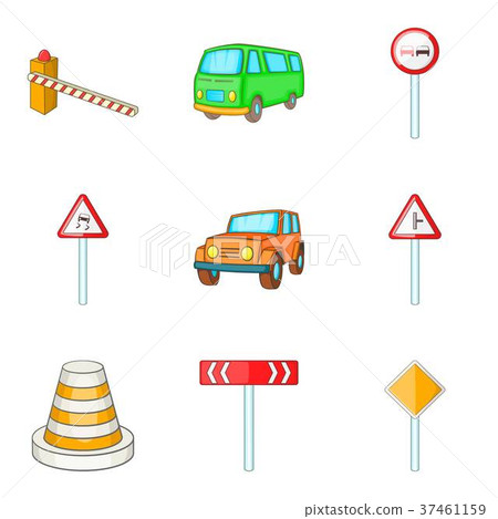 City navigation icons set, cartoon style City navigation icons set, cartoon style 37461159
