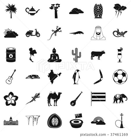 Uae icons set, simple style 37461169