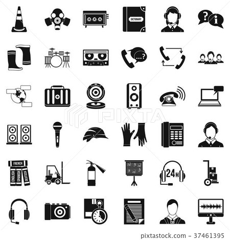 Microphone icons set, simple style Microphone icons set, simple style 37461395