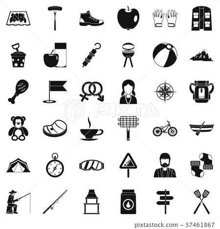 Backpack icons set, simple style Backpack icons set, simple style 37461867