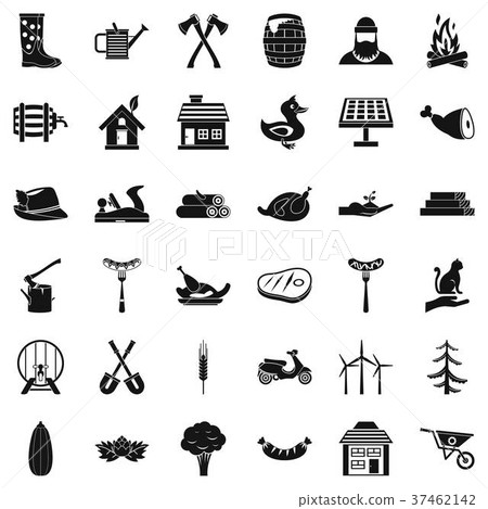 Shovel icons set, simple style 37462142