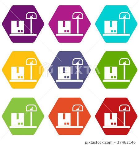 Scales for cargo icon set color hexahedron Scales for cargo icon set color hexahedron 37462146