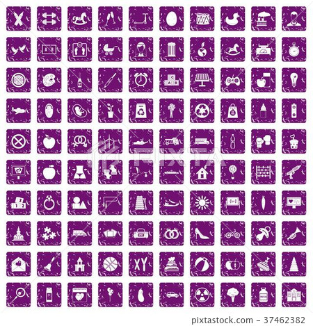 100 maternity leave icons set grunge purple 37462382