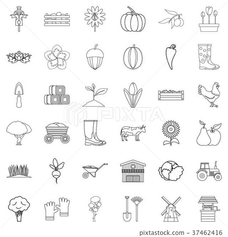 Autumn icons set, outline style Autumn icons set, outline style 37462416
