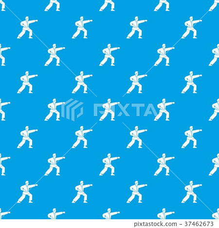 Aikido fighter pattern seamless blue 37462673
