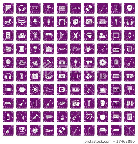 100 musical education icons set grunge purple 100 musical education icons set grunge purple 37462890