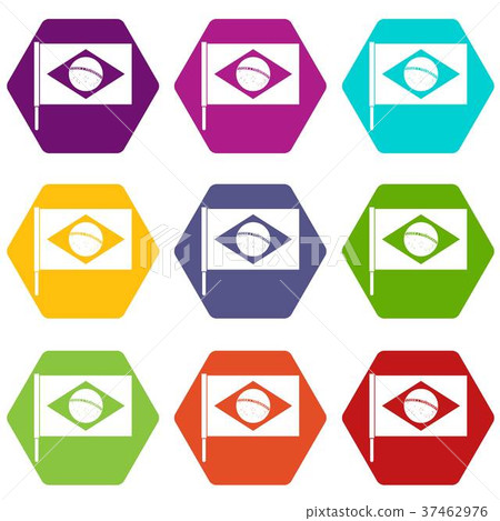 Flag of Brazil icon set color hexahedron Flag of Brazil icon set color hexahedron 37462976