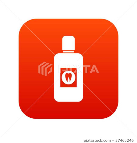 Bottle of mouthwash icon digital red 37463246