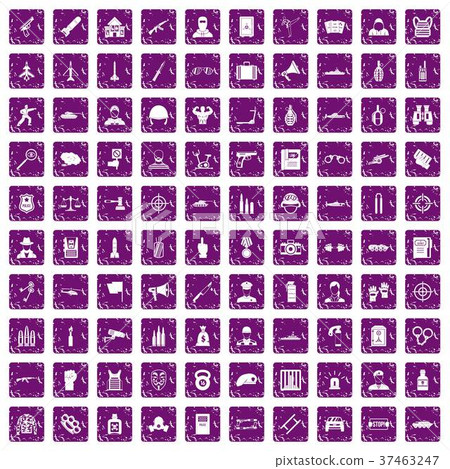 100 officer icons set grunge purple 100 officer icons set grunge purple 37463247