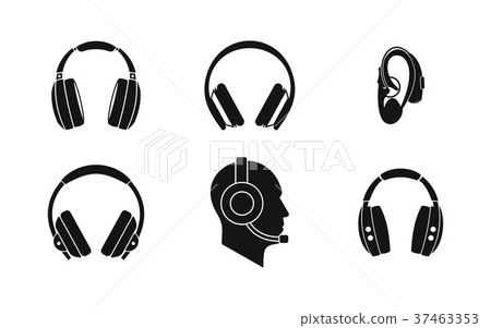 Headphones icon set, simple style 37463353