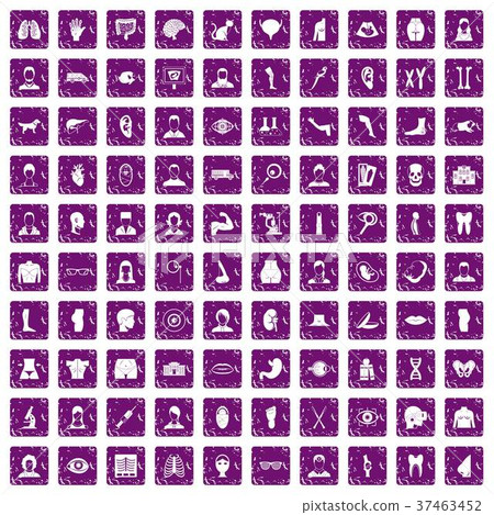 100 organ icons set grunge purple 100 organ icons set grunge purple 37463452