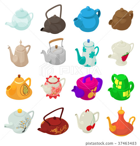 Teapot icons set, isometric style. Teapot icons set, isometric style. 37463483