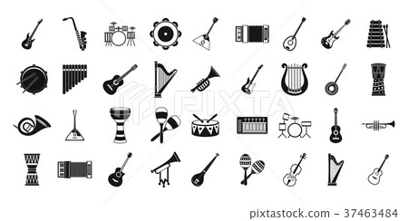 Musical instrument icon set, simple style Musical instrument icon set, simple style 37463484