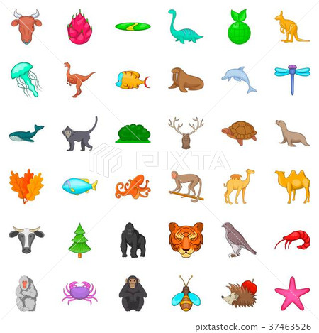 Lizard icons set, cartoon style Lizard icons set, cartoon style 37463526