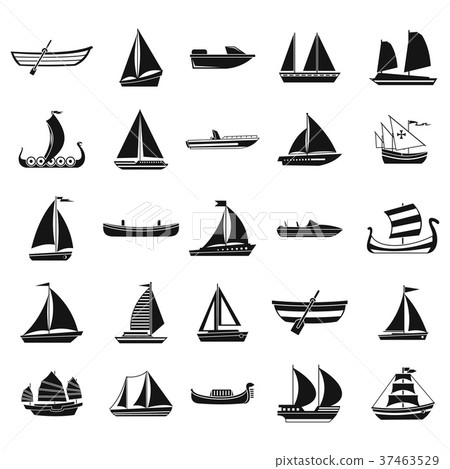 Boat icon set, simple style Boat icon set, simple style 37463529