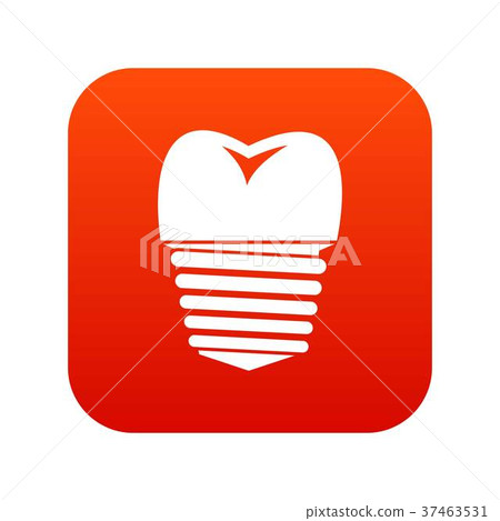 Tooth implant icon digital red Tooth implant icon digital red 37463531