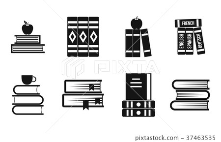 Volume of book icon set, simple style Volume of book icon set, simple style 37463535