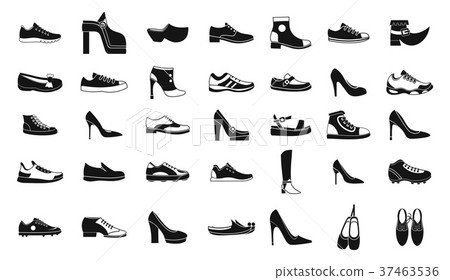 Shoes icon set, simple style Shoes icon set, simple style 37463536