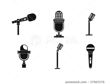 Microphone icon set, simple style Microphone icon set, simple style 37463578