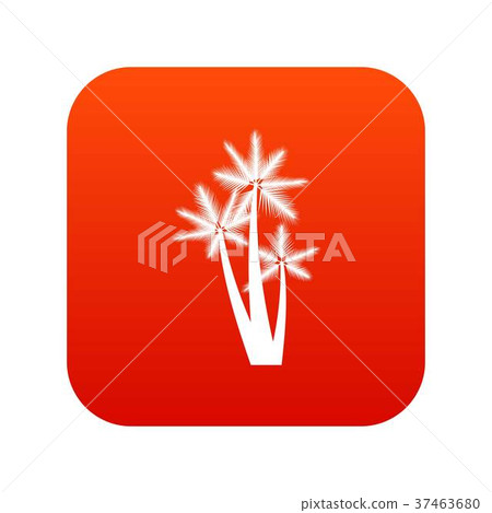 Three tropical palm trees icon digital red 37463680