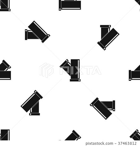 Tee fitting pipe pattern seamless black - Stock Illustration [37463812 ...