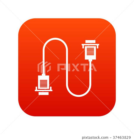 Cable wire computer icon digital red Cable wire computer icon digital red 37463829