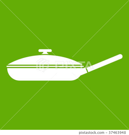 Black frying pan icon green Black frying pan icon green 37463948