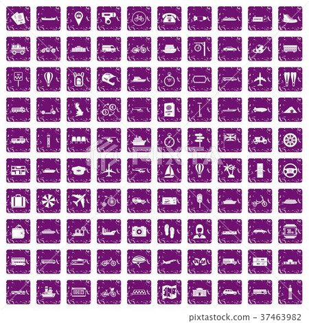 100 public transport icons set grunge purple 37463982