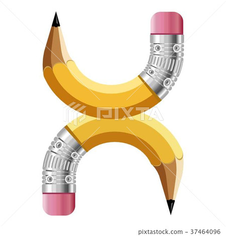 Letter x pencil icon, cartoon style 37464096