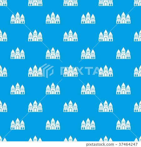 Children house castle pattern seamless blue 37464247