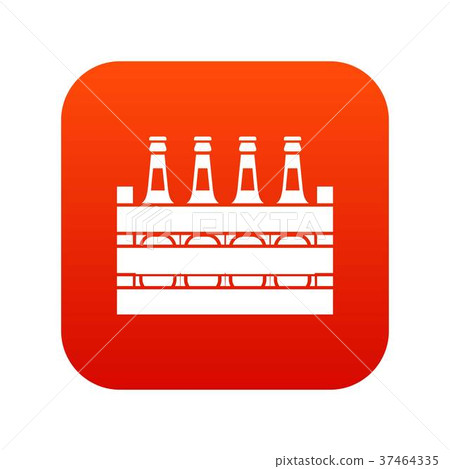 Beer wooden box icon digital red 37464335