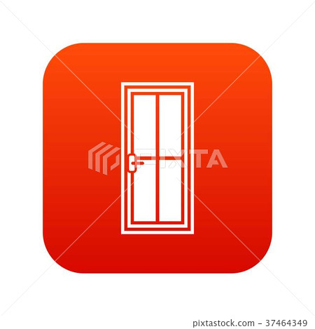 Glass door icon digital red 37464349