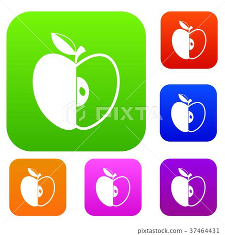 Sliced apple set color collection Sliced apple set color collection 37464431