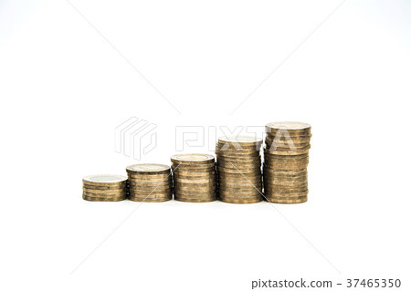 coin stacks on white background 37465350