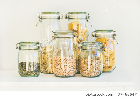 Various raw cereals, grains, beans and pasta for Various raw cereals, grains, beans and pasta for 37466647