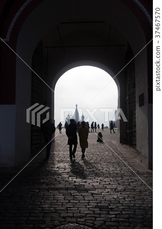 Arc leading to Red Square in Moscow and chirch Arc leading to Red Square in Moscow and chirch 37467570