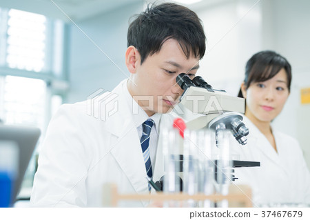 研究員，實驗室，科學，實驗，顯微鏡 37467679