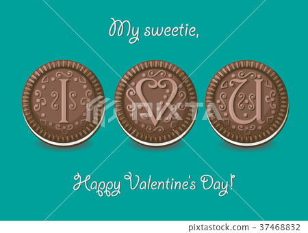 I love you. Chocolate cookies with graceful decor. 37468832