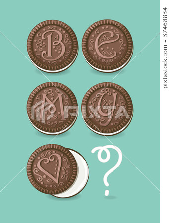 Be my Valentine. Chocolate cookies with decor. 37468834
