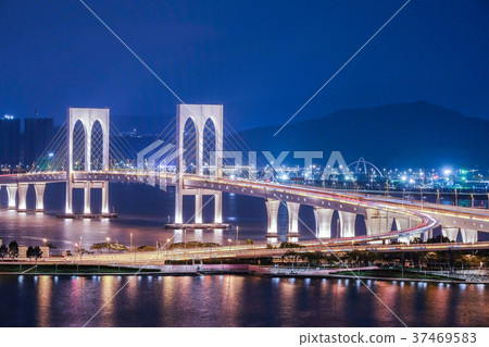 Sai Van Bridge view at night, Macau 37469583