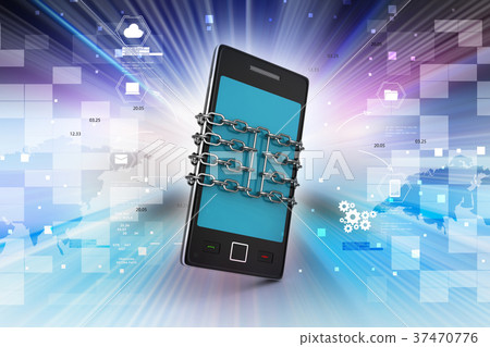 Smart phone with chain, safety concept Smart phone with chain, safety concept 37470776