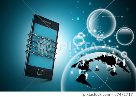 Smart phone with chain, safety concept Smart phone with chain, safety concept 37471717
