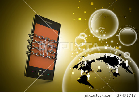 Smart phone with chain, safety concept 37471718