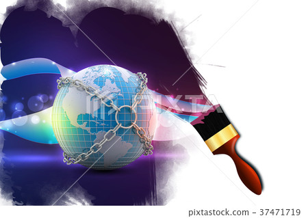 Earth globe close in chain 37471719