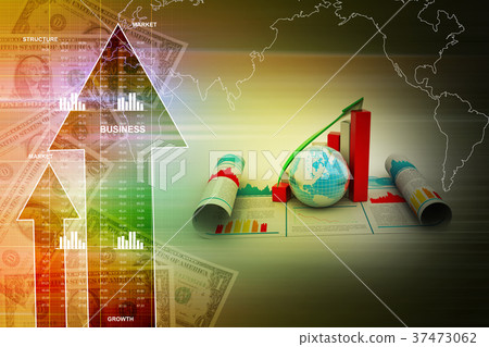 Business growth graph and globe Business growth graph and globe 37473062