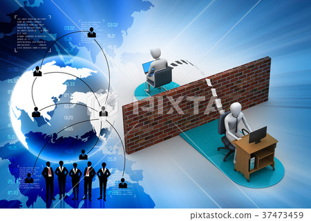 businessman send email out from a wireless wifi 37473459