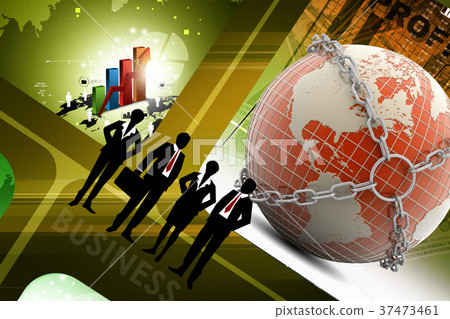 Earth globe close in chain 37473461