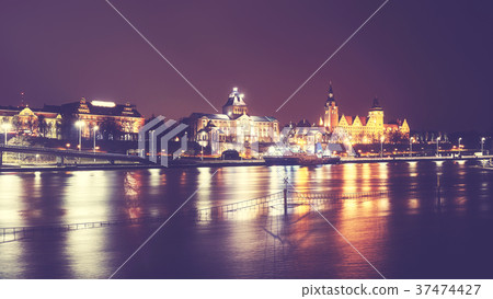 Szczecin (Stettin) City at night, Poland. 37474427