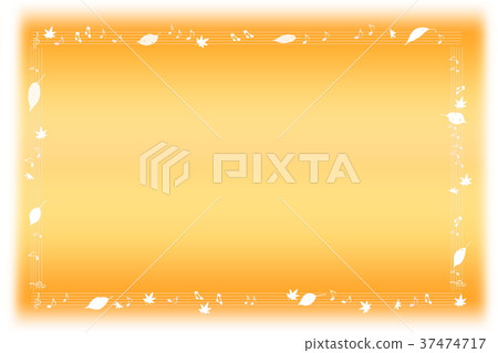 Background material_autumn frame_dead leaves and musical notes Background material_autumn frame_dead leaves and musical notes 37474717